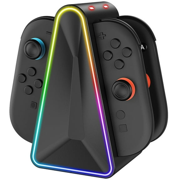 JoyCons Controller Charger Station for Nintendo Switch 2/1/OLED/Lite, Universal Charging Dock for Switch Controller Charger with RGB Light, Support Up to 4 Controller Accessories Storage and Charger