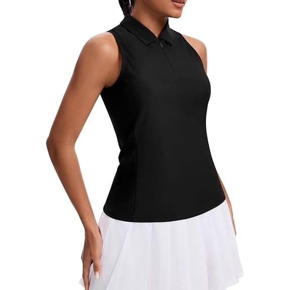 JoyGirl Sleeveless Polo Shirts for Women Gym Tops Lightweight Golf Polo 1/4 Zip Up Quick Dry Running Yoga Workout Tank Tops