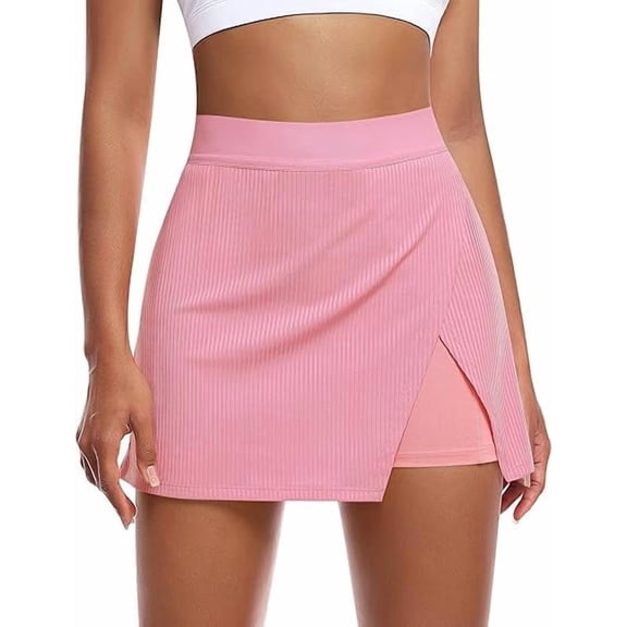 JoyGirl Tennis Skirt for Women with Shorts Athletic Golf Skort Split Hem High Waisted Workout Mini Skorts Skirts with Pockets