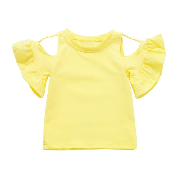 JoyHoop 0-4years Kids T-Shirt Baby Girls Ruffle Short Sleeve Shirts Summer Solid Casual Chidren Blouse Tops Kids Clothes