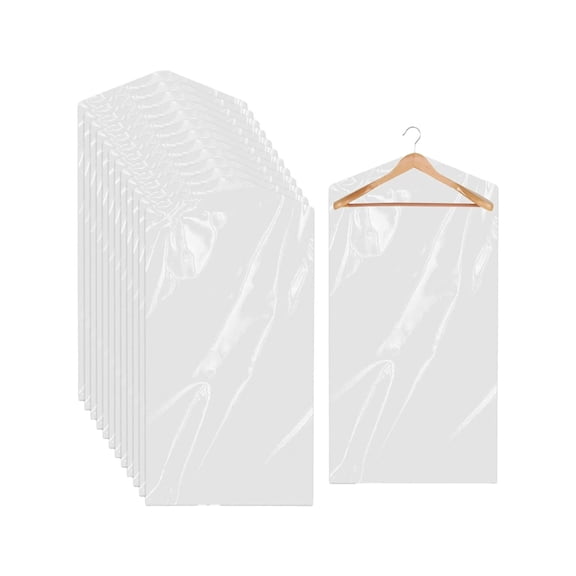 JoyHoop 10 Pack Clear Plastic Garment Bags for Clothes Storage, Thickened Hanging Covers for Dresses and Coats, 47 Inches Long