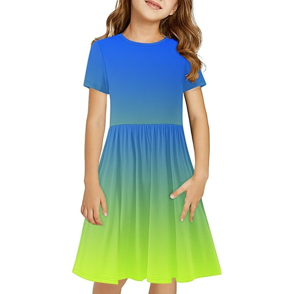 JoyHoop 2-14 Years Girls Dresses Toddler Casual Summer Dress Cute A-Line Dress for Home School