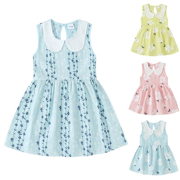 JoyHoop 2025 Summer Girls Dress Casual Princess Dresses Sleeveless Print Flower Costumes Kids Vestidos Cotton Floral Dress