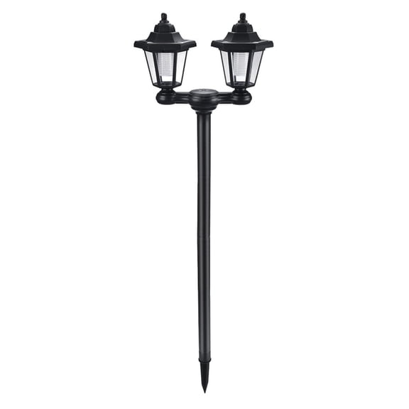 JoyHoop 67-Inch Solar Post Lights with 2 Heads, Waterproof Vintage Floor Lamp for Patio Garden & Backyard Decor, Cool White, Black