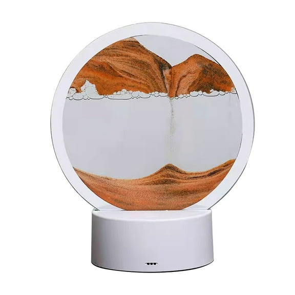 JoyHoop 7.87-Inch Moving Sand Art Table Lamp, 360° Rotating Hourglass Decoration with USB or Battery Power, Orange