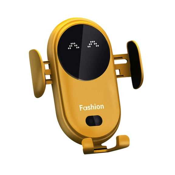JoyHoop Automatic Clamping Wireless Car Charger with Infrared Sensor, 10W Fast Charging for Smartphones, Vent Mount & Suction Cup, Yellow