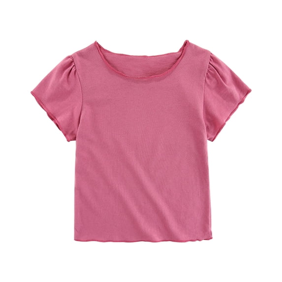 JoyHoop Baby Girl Blouse Toddler Ruffle T-Shirts Kids Girl Solid Color Tee Casual Tops for Girls