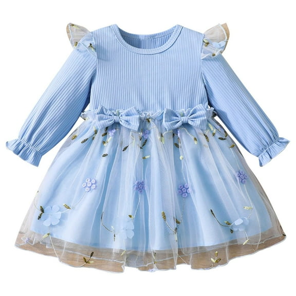 JoyHoop Baby Girl Dresses Ruffle Sleeve Tutu Dress Butterfly Tulle Dress Flower Girl Party Birthday Princess Dresses