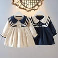 thumbnail image 1 of JoyHoop Baby Toddler Girls Dress long Sleeve Vintage Collar Summer Casual Mini Dresses, 1 of 7