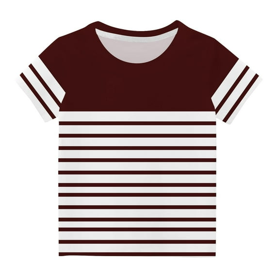 JoyHoop Boys Girl Short Sleeve Striped Crew Neckline T-Shirts Kid Tee, Cotton, 3-14years, Loose Fitting