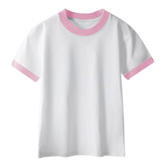 JoyHoop Cotton Small Children Summer Short Sleeve T Shirt Boys Girls Color Matching Soft Comfy Tops Tees Kids T-Shirts Casual