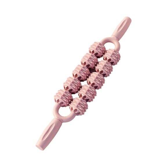JoyHoop Double Platoons Massage Stick for Muscle Relaxation, Yoga & Fitness Tool with Wolf Tooth Design, Pink, 17.72 Inches