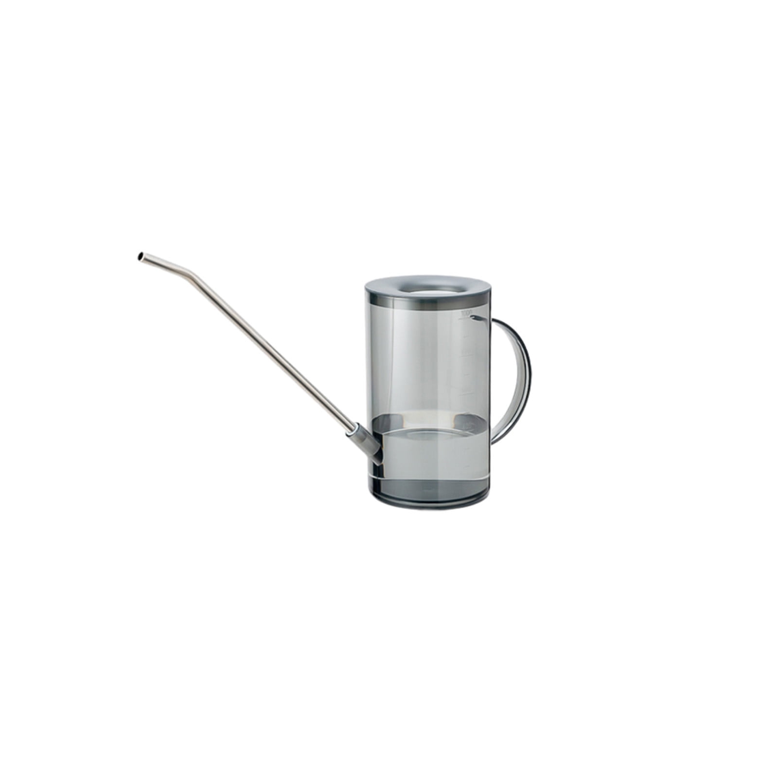 JoyHoop Durable Long Spout Watering Can, 1000ml Transparent Plastic with Ergonomic Handle for Indoor Plants, Gray, 1-Pack