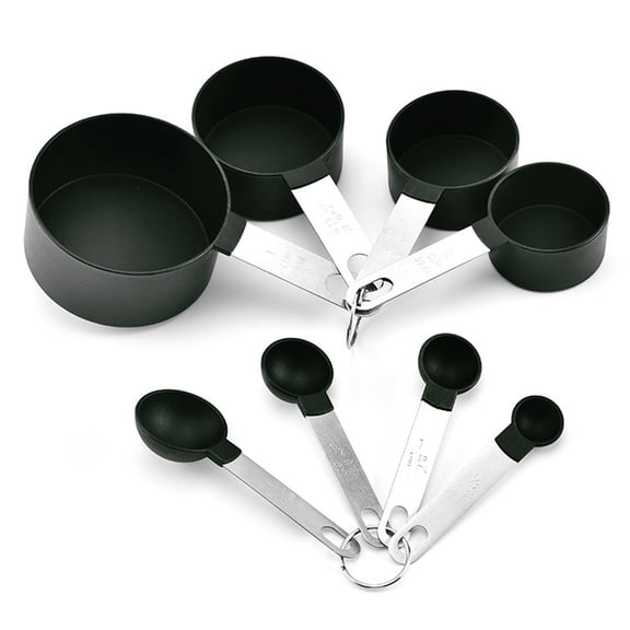 JoyHoop Durable Measuring Cup and Spoon Set with D-Ring, 8-Piece for Accurate Kitchen Measurements, Food Grade Plastic & Stainless Steel