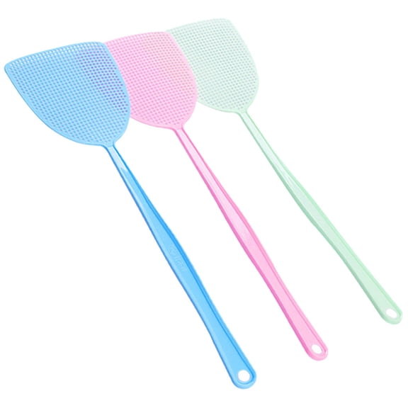 JoyHoop Durable Plastic Fly Swatter with Long Handle, 3-Pack for Indoor Use, Blue & Green