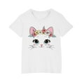 thumbnail image 1 of JoyHoop Girl's Cute Cat Graphic Tees Print Short Sleeve T Shirts Summer Tops, 1 of 4