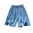 thumbnail image 1 of JoyHoop Girl's Elastic Waist Straight Leg Denim Shorts with Pockets, 1 of 7
