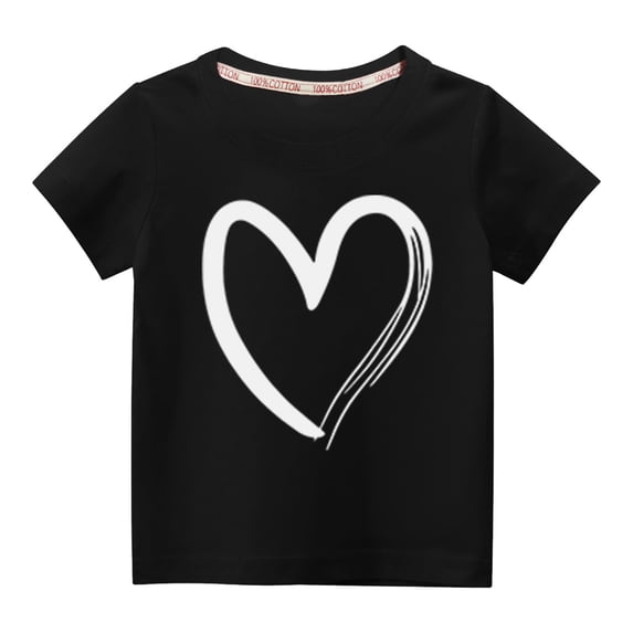 JoyHoop Girl's Graphic Print Roll Up Short Sleeve Crewneck T Shirt Tee Tops