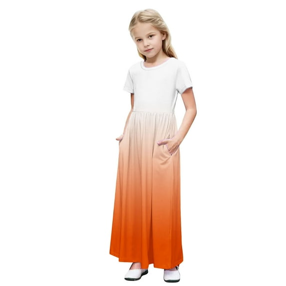 JoyHoop Girls Casual Maxi Floral Dress Long Sleeve Holiday Pockets Dresses Girls Long Sleeve Floor Length Maxi Dress