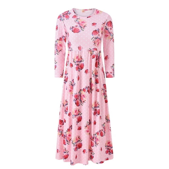 JoyHoop Girls Maxi Dress Floral 3/4 Long Sleeve Dresses for Girls 5-9Years
