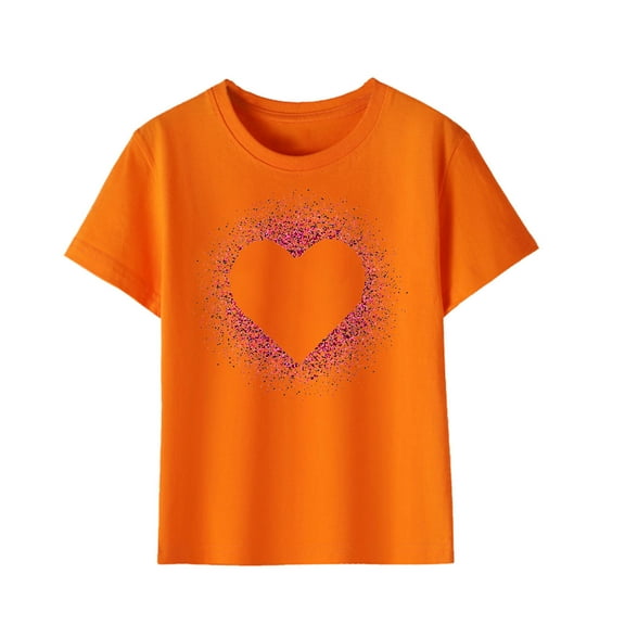 JoyHoop Girls Valentines T-Shirt Print Graphic Tees Cute Love Heart Shirts Casual Short Sleeve