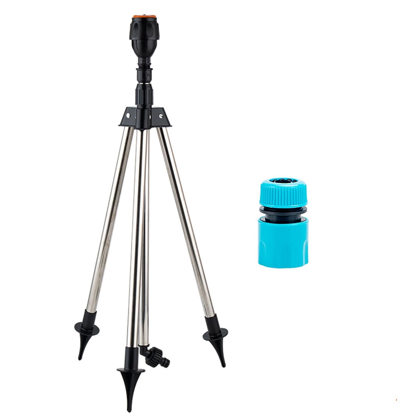JoyHoop Heavy-Duty Rotating Tripod Sprinkler with Telescopic Stainless Steel Stand, 360-Degree Automatic Irrigation for Garden and Yard, 1-Pack