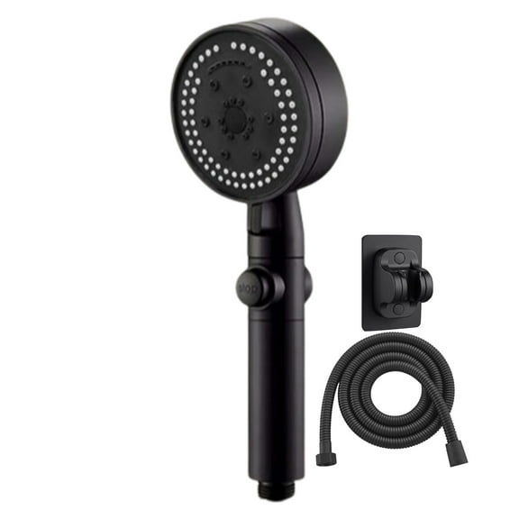 JoyHoop High-Pressure Handheld Showerhead with 8 Spray Modes, 55-Inch Water Pipe and Base for Easy Installation, Black