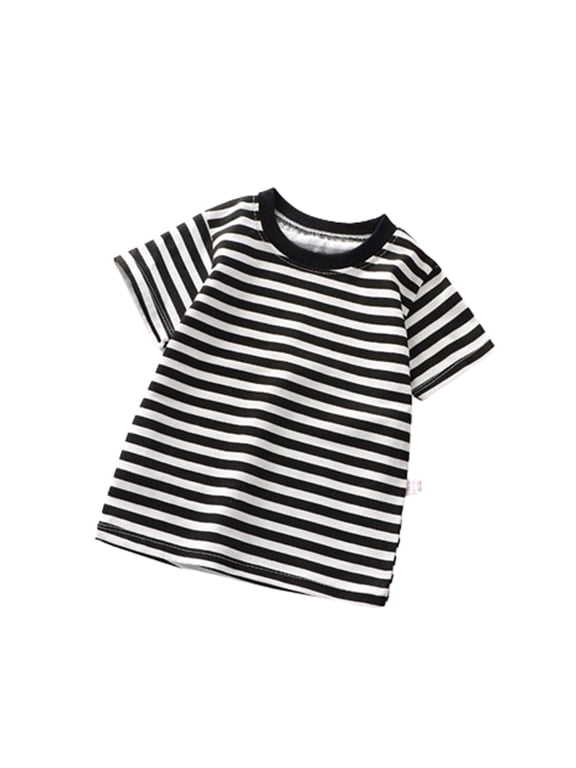 Kids Striped Shirts Short Sleeve Boy Girls Summer Tee Top 3-14 Years