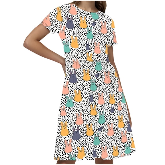 JoyHoop Little Girls Dress Short Sleeve Toddler Summer Sundress