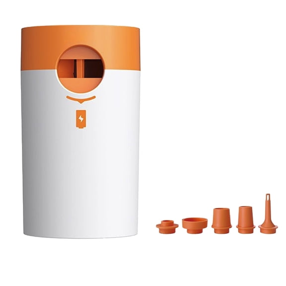 JoyHoop Portable Air Pump with 5 Nozzles, Battery Powered for Inflatables and Air Mattresses, Compact Orange Design, 1-Pack