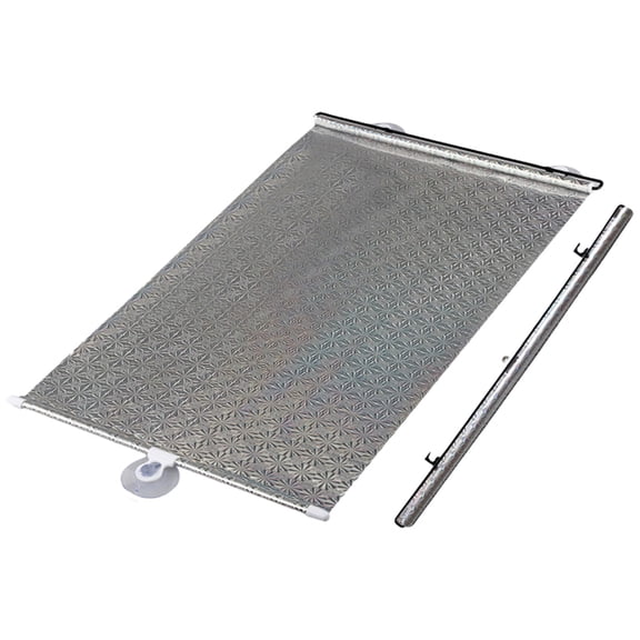 JoyHoop Retractable Sun Shade Roller Blind, 19.6x49.2-Inch Heat Blocking Window Cover with Suction Cups for Car & Home Use, Silver