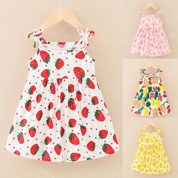 JoyHoop Summer Baby Girl Cotton Dress Children Fashion Dresses Thin Kids Girl Style Halter Floral Suspender Dress
