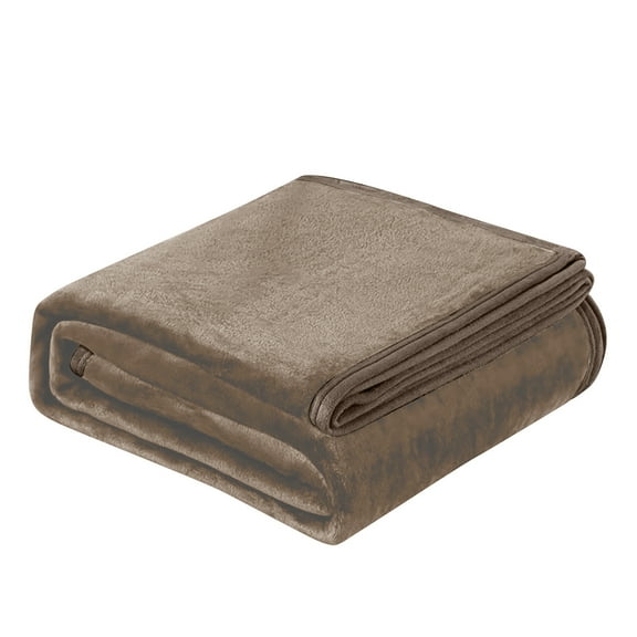 JoyHoop Super Soft Flannel Blanket, Heavy-Duty and Machine Washable for Bed Sofa or Rug, 39x59 Inches, Brown