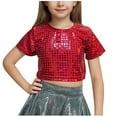 thumbnail image 1 of JoyHoop T-Shirts Kids Girls Jazz Dance Tops Fashion Children'S Clothes One Shoulder Crop Top Short Sleeve T-Shirt Dancewear, 1 of 4
