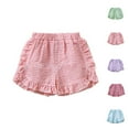 thumbnail image 1 of JoyHoop Toddler Baby Girl Ruffle Shorts Gingham Plaid/Solid Elastic Waist Shorts Pants Bottoms Casual Summer Outfit, 1 of 8