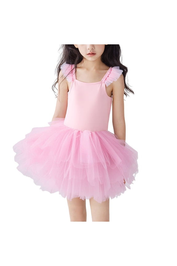 Toddler Girls Ballet Skirted Leotards Strap Tutu Dress Party Costumes for Dance 18months To 7t