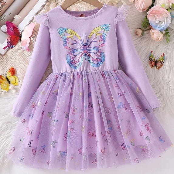 JoyHoop Toddler Girls Fall spring Tutu Dress Ruffle Long Sleeve Tulle Dresses