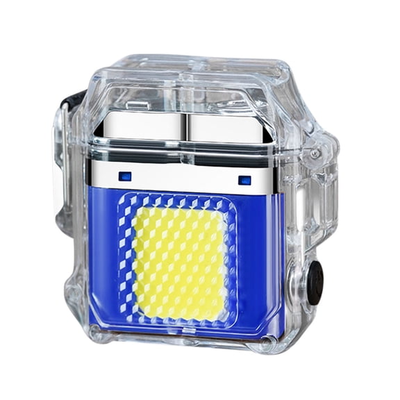 JoyHoop USB Rechargeable Windproof Lighter with COB Flashlight, Flameless and Waterproof for Camping & Outdoor Use, Blue