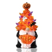 JoyHue 10IN Orange Resin Gnome Figurine Lights Battery Operated Light Up Table Decor