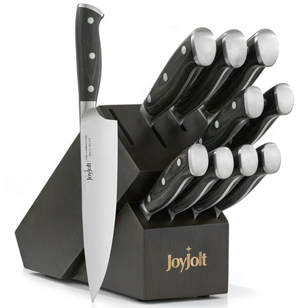 JoyJolt 11-Piece Assorted Knife Block Set High Carbon Steel Kitchen Knife