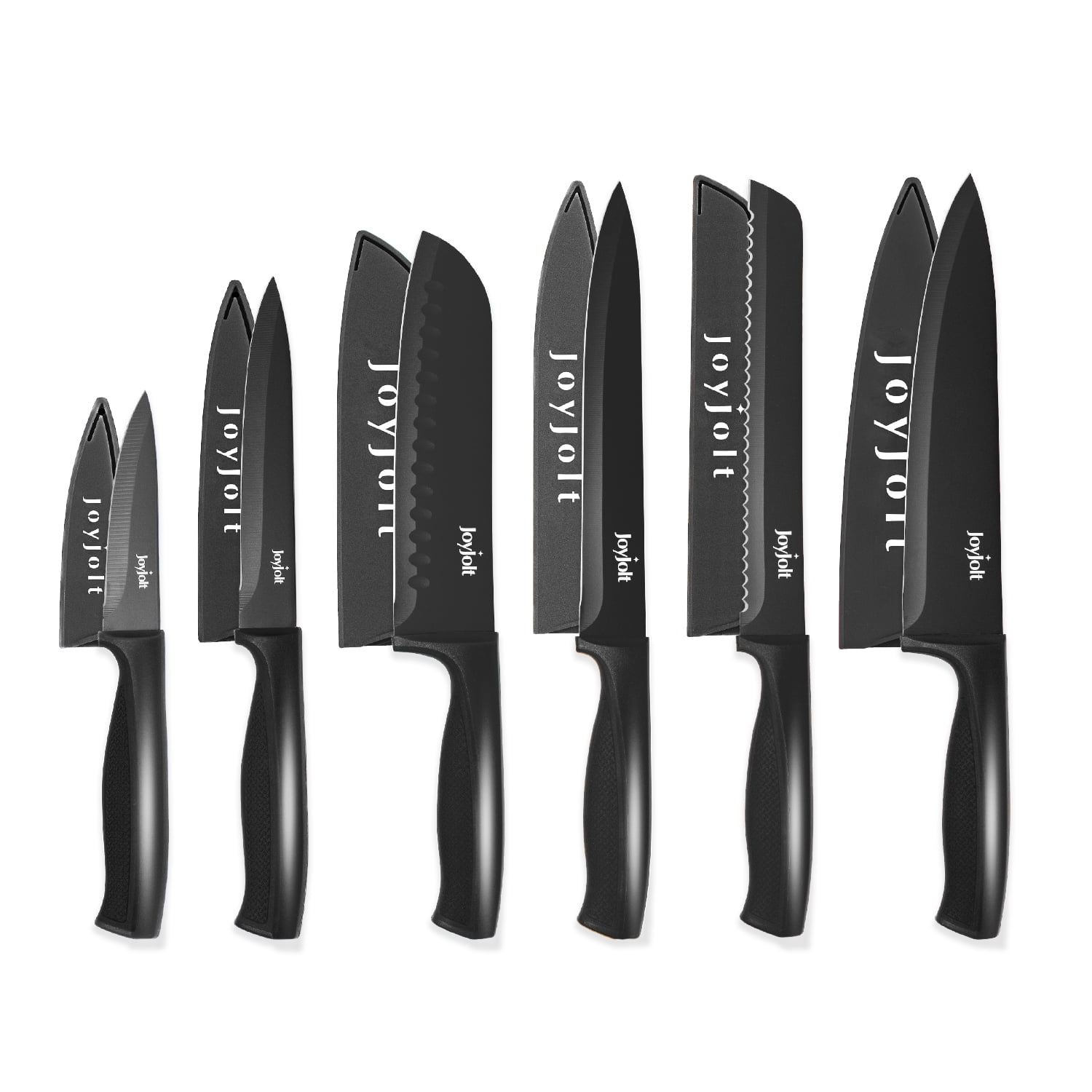 JoyJolt 12 Piece Kitchen Knives Set 6 Stainless Steel Kitchen Knife