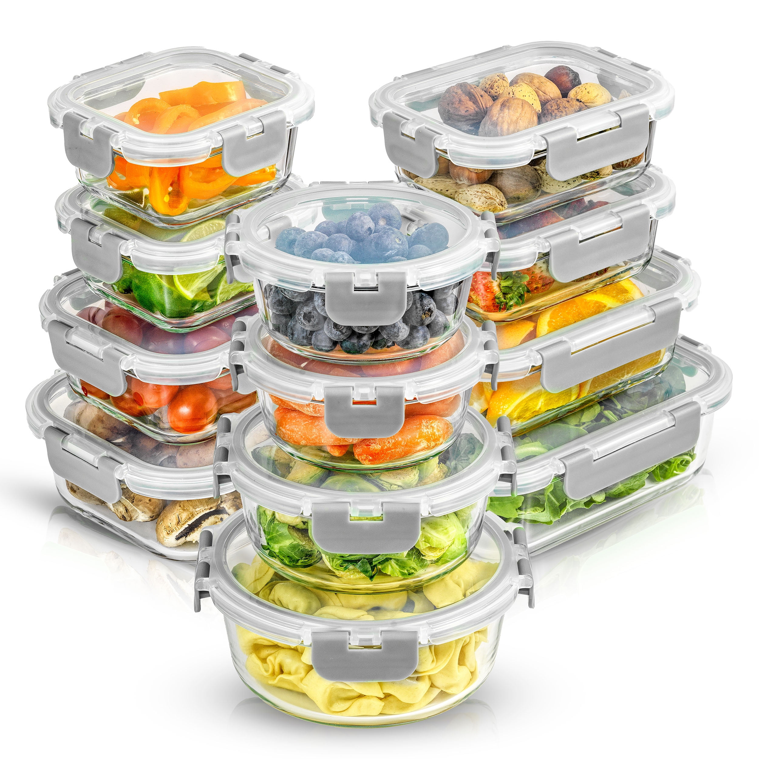 JoyJolt 24 Piece Glass Storage Container Set - Food Containers with  Leakproof Lid - Meal Prep Jars
