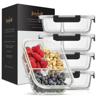 JoyJolt 2-Sectional Food Prep Storage Containers - Set of 5 ,Black