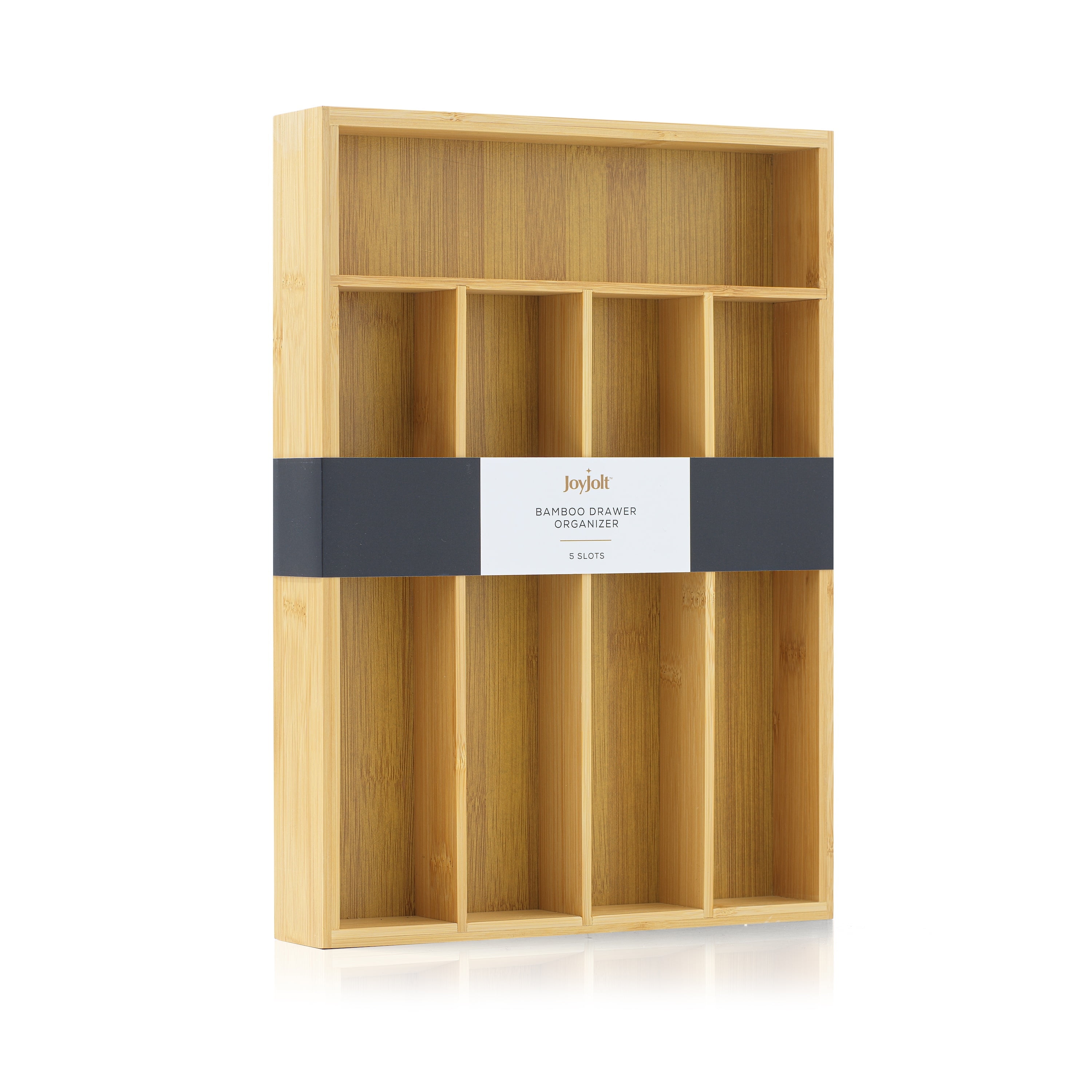 Natural Bamboo 5-Slot Flatware Drawer Organizer