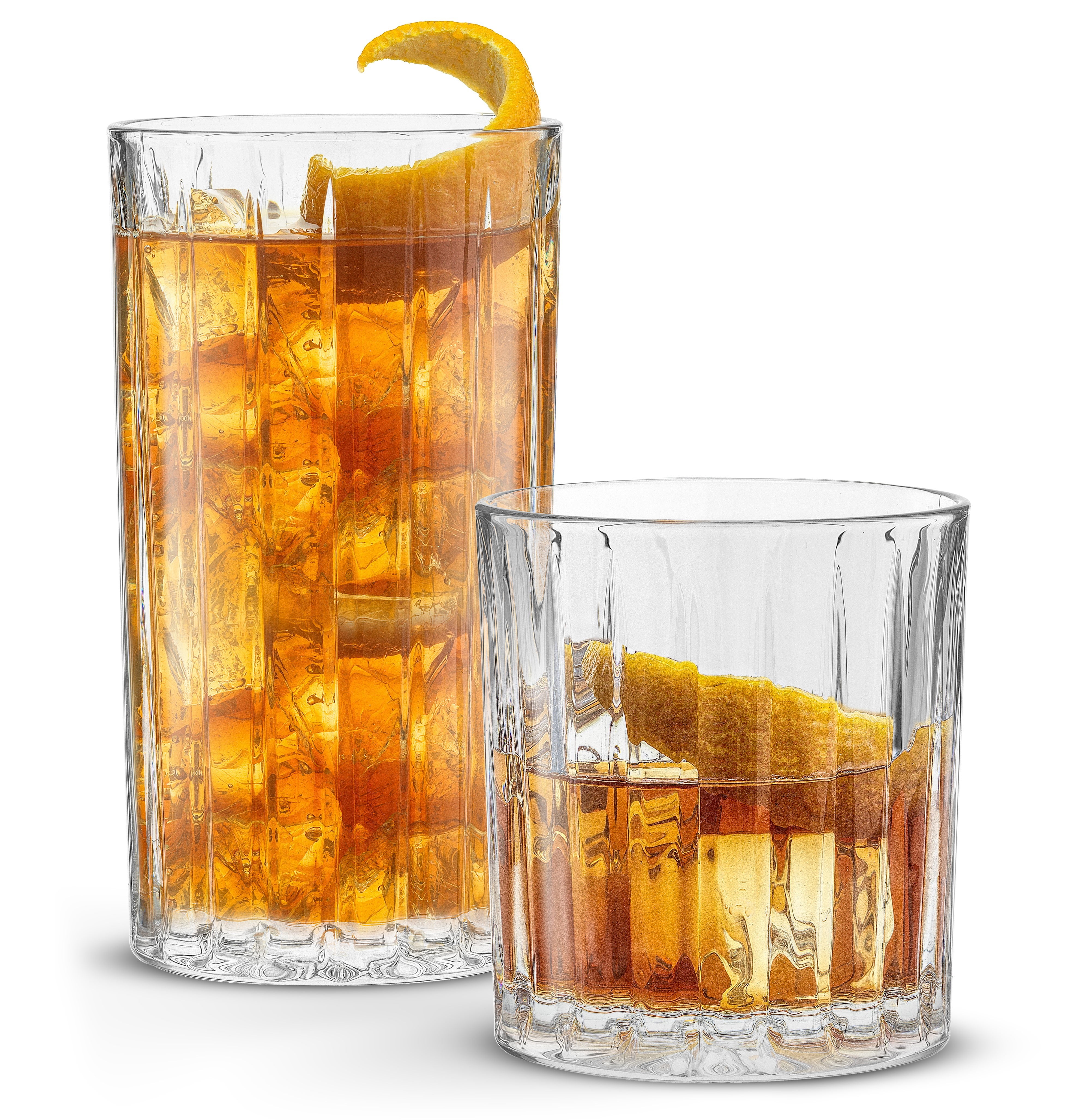 JoyJolt Classic Can Shaped Tumbler Drinking Glass Cups - 17 oz - Set of 6  Highball Drinking Glasses