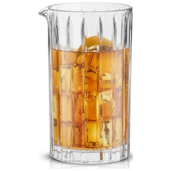 JoyJolt Alina Ribbed Cocktail Mixing Glass Pitcher, 21-ounce