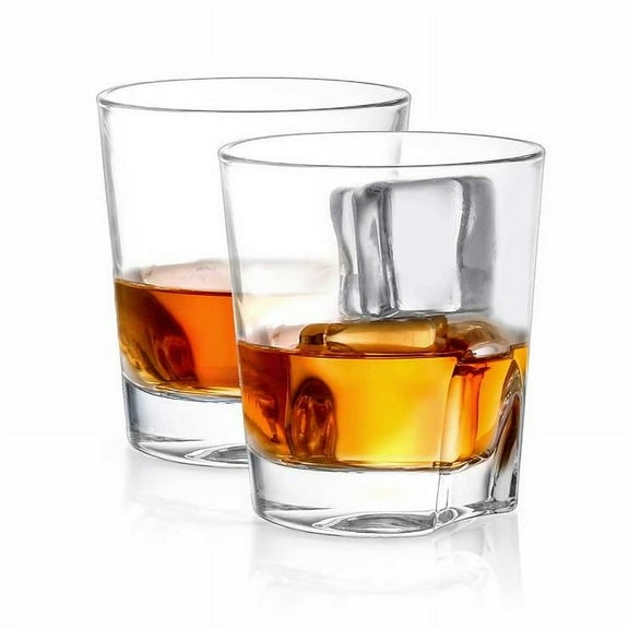 JoyJolt Carina Non-Leaded Crystal, Old Fashioned Whiskey Glass, 8.4 oz Set of 2