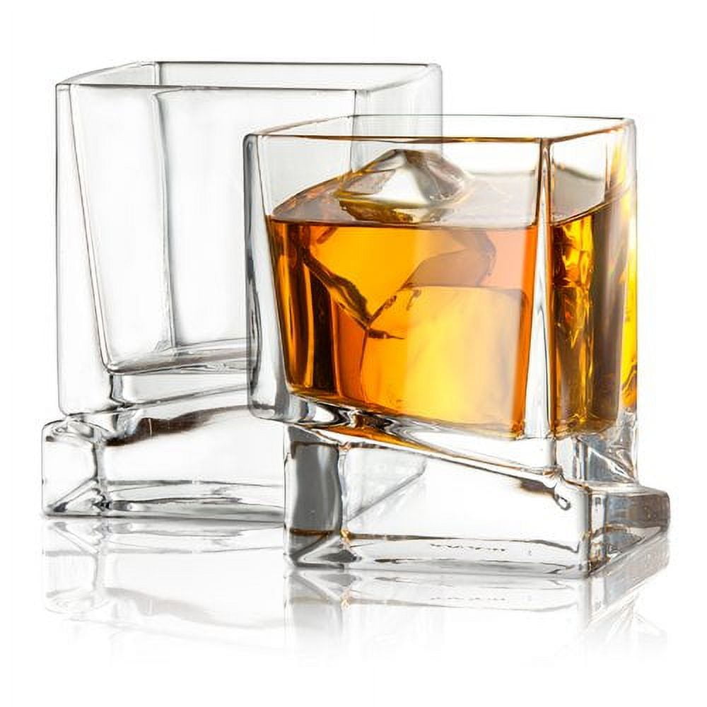 JoyJolt Carre 10oz Clear Square Whiskey Glass Set