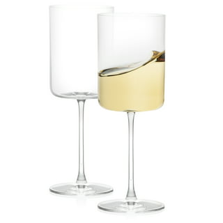 Large Square Wine Glasses Set of 4 Crystal,18oz Clear Cylinder