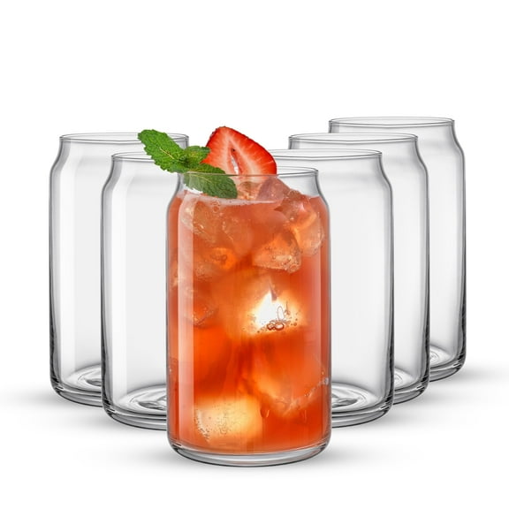 JoyJolt Classic Can Shape Tumbler Drinking Glass - Set of 6, New in Box